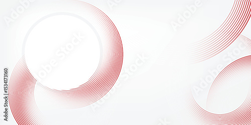 Abstract white background with red circle lines. Digital future technology concept. vector illustration.