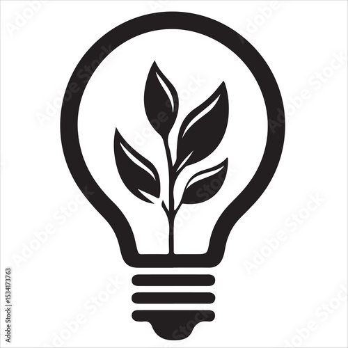Bright idea tropical palm tree lightbulb silhouette design, Electric lightbulb with filament silhouette vector illustration, Power Idea Silhouette Light Bulb Icon a Vector Illustration, 