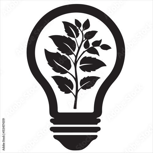 Bright idea tropical palm tree lightbulb silhouette design, Electric lightbulb with filament silhouette vector illustration, Power Idea Silhouette Light Bulb Icon a Vector Illustration, 