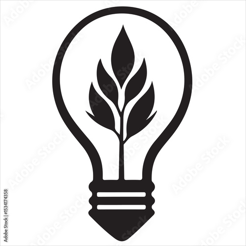 Bright idea tropical palm tree lightbulb silhouette design, Electric lightbulb with filament silhouette vector illustration, Power Idea Silhouette Light Bulb Icon a Vector Illustration, 