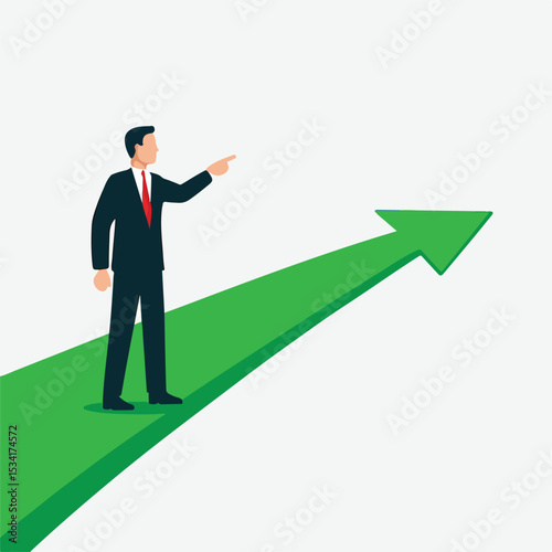 vector a businessman looking for sales target to grow up