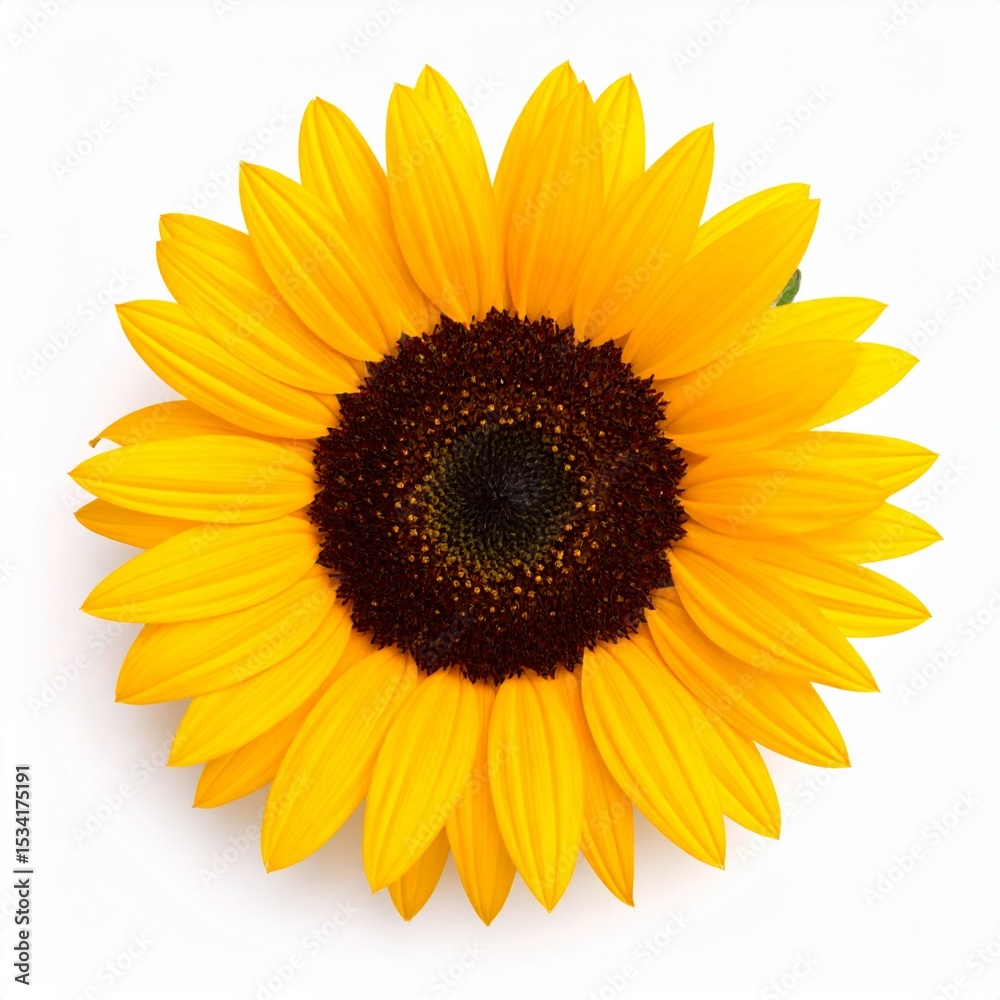 Fototapeta premium Sunflower on white background without shadow. Generated image
