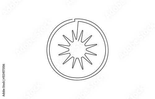 Continuous one single line drawing of kiwi fruit. Vector illustration, Continuous one line drawing of whole and sliced healthy , One continuous self drawing line animation.