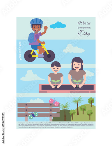 Together for a Greener Tomorrow for World Environment Day Poster Design, EPS10, Easy to edit