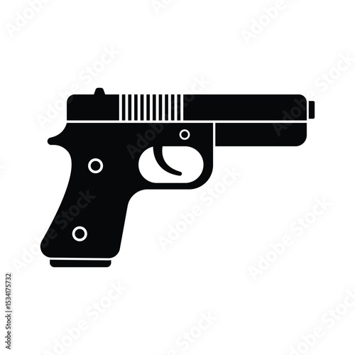 Gun icon and symbol design. Weapon clip art and glyph design on a white background
