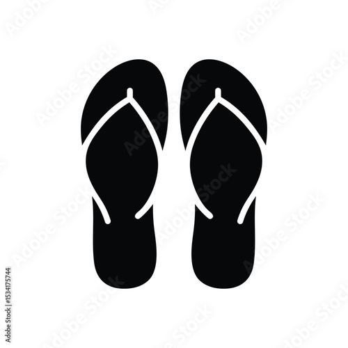 Flip flops black vector icon and symbol design on a white background