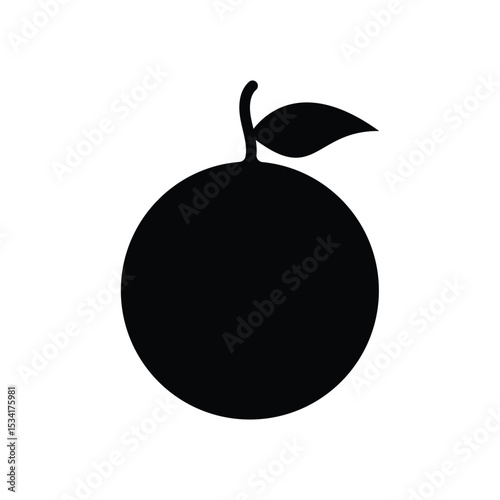 Orange fruit black color vector icon and symbol design