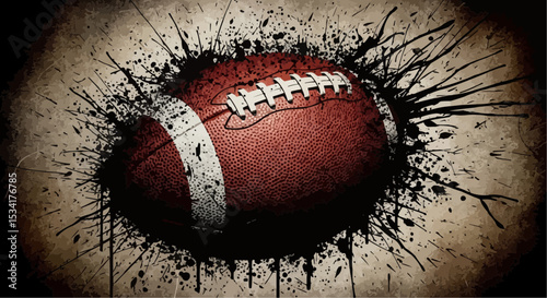 grunge football art with splattered black ink