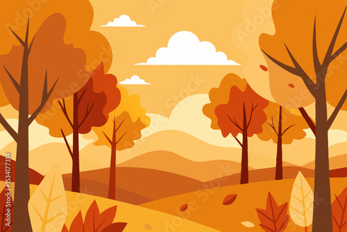 autumn landscape vector illustration