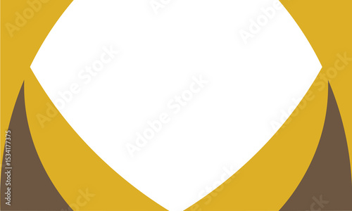 Stylized abstract background featuring bold brown and golden yellow geometric curves forming a diamond frame with a white center space. Ideal for modern layouts, posters, or presentations.