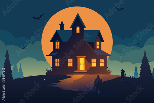 halloween background with castle