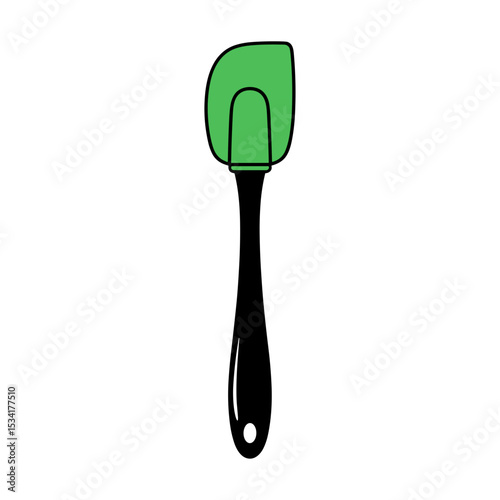 Silicone spatula with green head for cooking utensil design