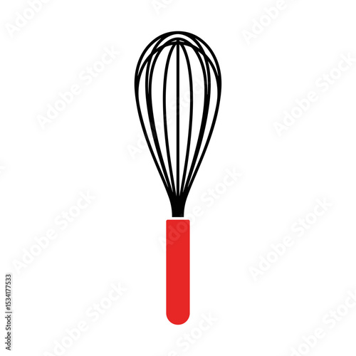 Wire whisk with red handle for cooking utensil design