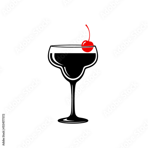 Blue Lagoon glass with cherry on top for vibrant cocktail menu design
