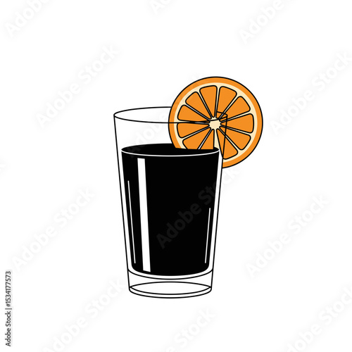Highball cocktail glass with orange slice  for refreshing drink menu design