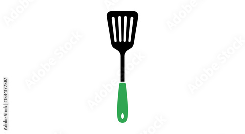Kitchen spatula with green handle for cooking utensil design