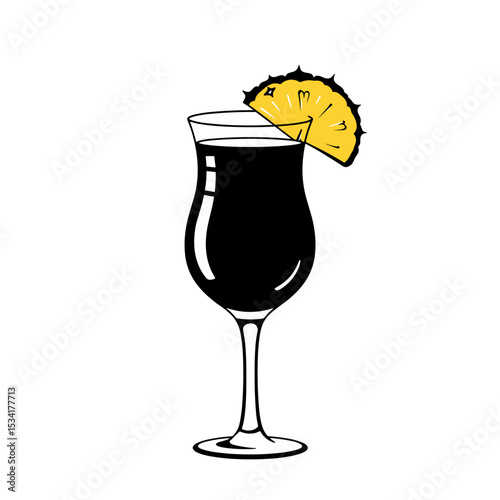 Piña Colada glass with pineapple slice for tropical cocktail menu