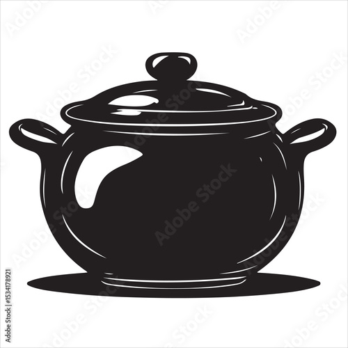 cooking pot silhouette, Kitchen cooking pots vector icon set, Cooking pot silhouette on white background