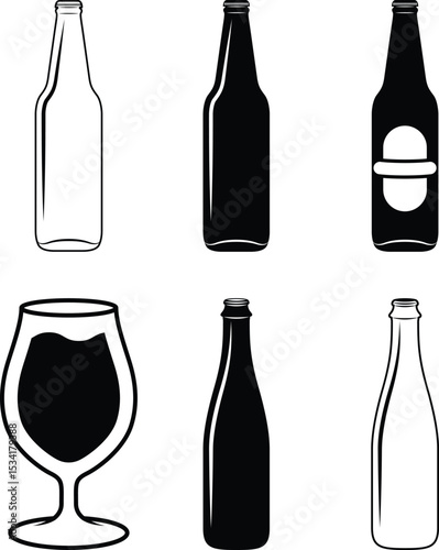 Beer Bottle Vector Images Black and White