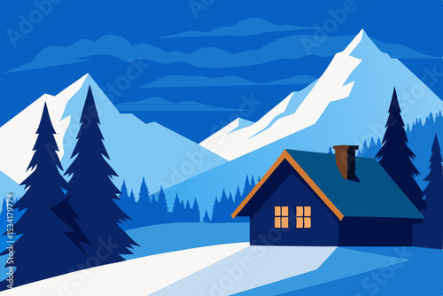 winter landscape with house