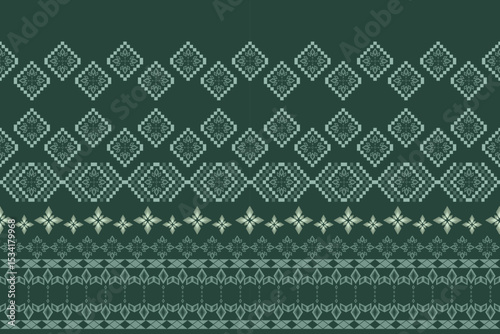 Cross stitch abstract geometric embroidery elements seamless pattern. Perfect geometry decorative design for fabric, clothing, wallpaper, background, illustration, interior, texture, textile, fashion