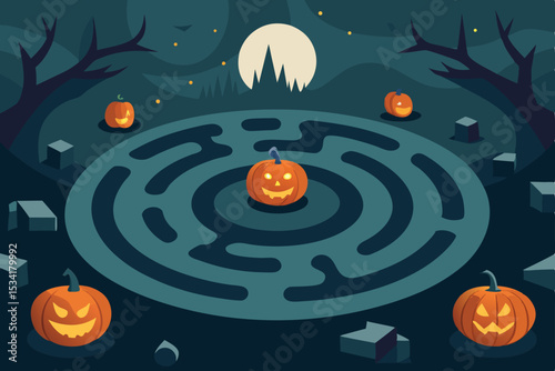 halloween background with pumpkin and bats