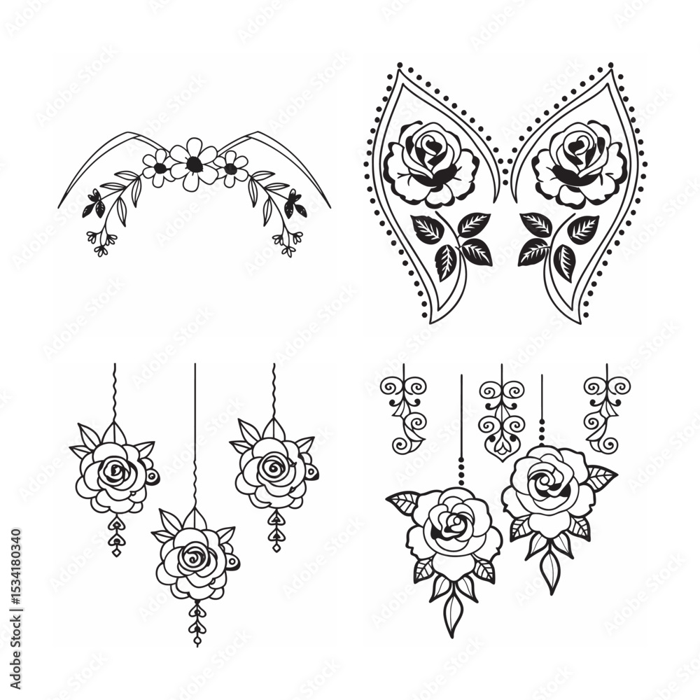 Fototapeta premium set of floral elements