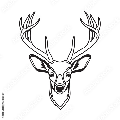 line art of deer head on the white background