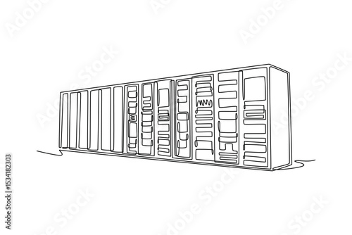 Data center concept. Single line draw design. Vector graphic illustration