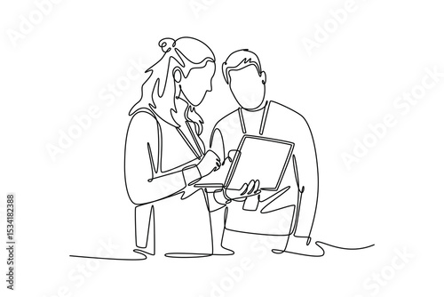 Data center concept. Single line draw design. Vector graphic illustration