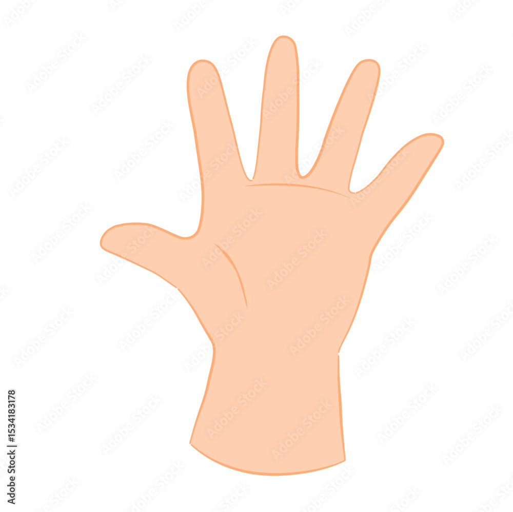 Obraz premium Hand Showing Number Five Gesture – Flat Vector Illustration