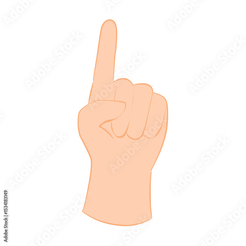 Hand Showing Number One Gesture – Flat Vector Illustration