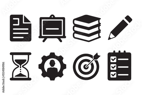 Effective Project Management Icons Time Management, Goal Setting, and Task Completion