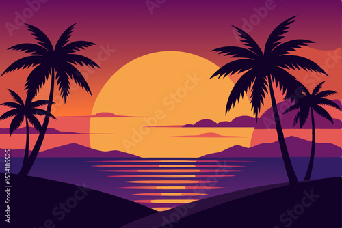 palm trees at sunset