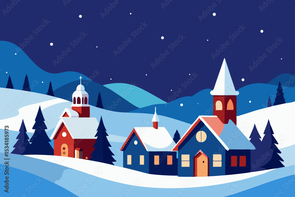 Fototapeta premium winter landscape with houses