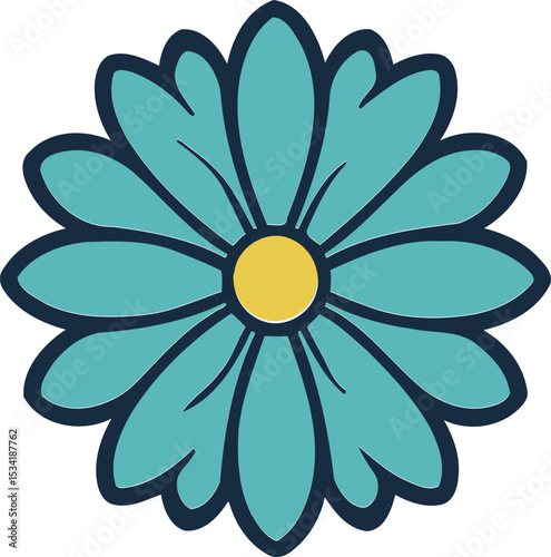 Teal Daisy Flower Vector Illustration EPS