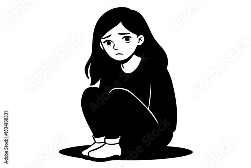 Lonely Girl Pencil Sketch Expressing Deep Emotional Feelings