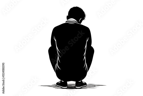 Lonely Man Pencil Sketch Capturing Introspective Emotions