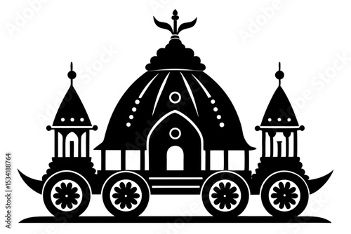 Black and White Background Scene of Rath Yatra Festival