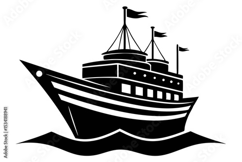 Sailing Ship Scene in Hand Drawn Pencil Sketch Composition