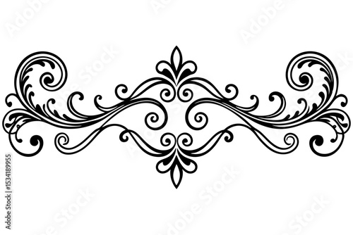 Vintage Divider Featuring Stylized Floral Line Motifs