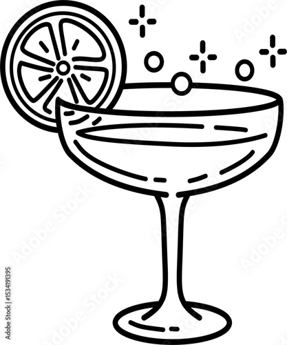 Hand drawn fruit juice cocktail drink  outline