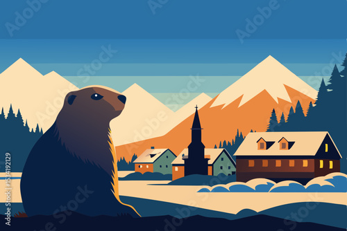 illustration of a mountain landscape in the mountains