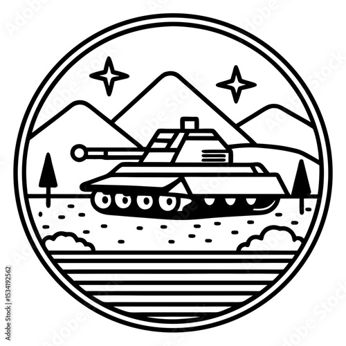 Tank March in Desert Dunes – Vector Art