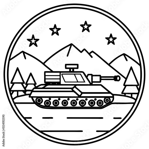 Tank March in Desert Dunes – Vector Art