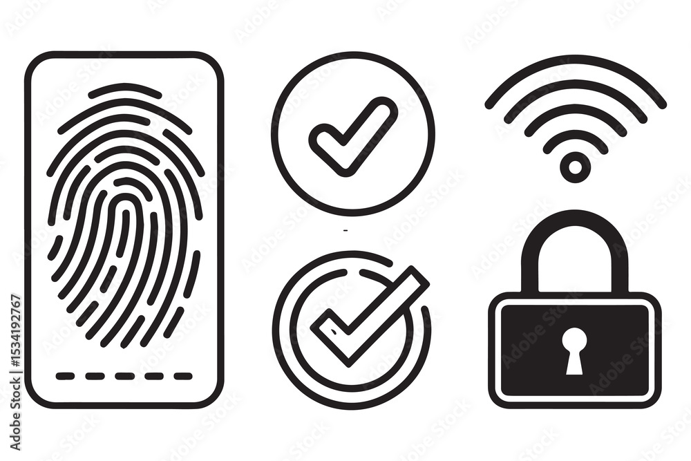 biometrics line icon in white and black colors. biometrics flat vector icon from biometrics collection for web, mobil