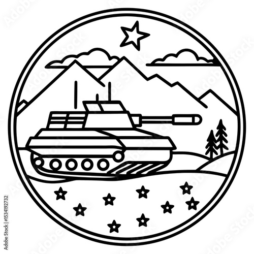 Tank March in Desert Dunes – Vector Art