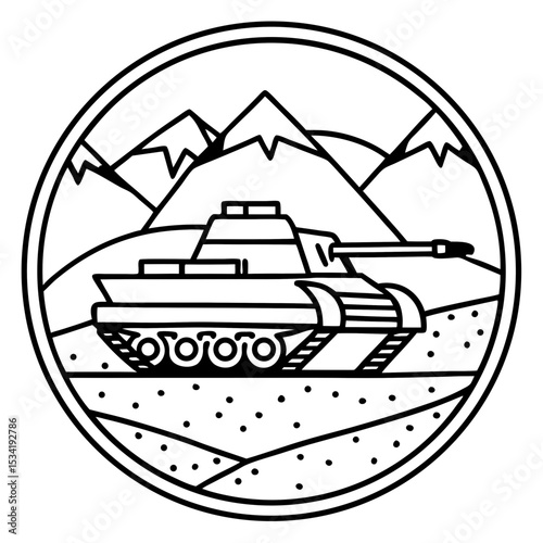Tank March in Desert Dunes – Vector Art