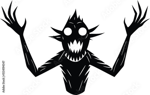 Creepy Shadow Monster with Sharp Claws and Fangs - Terrifying Halloween Creature Design