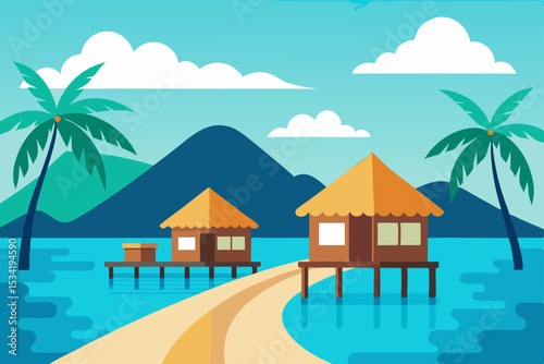 tropical beach with palm trees